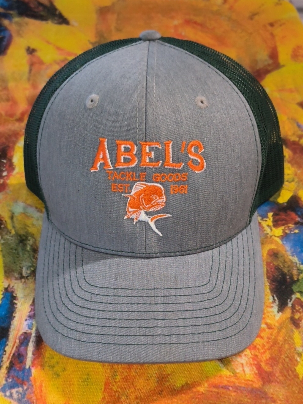 Abel's Tackle Goods Embroidered Logo Trucker Mesh Hat Cap Osfm